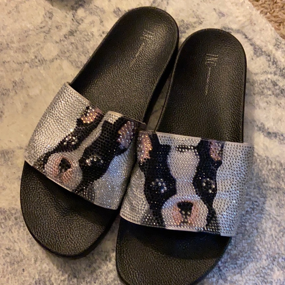 Flip flops black rhinestone